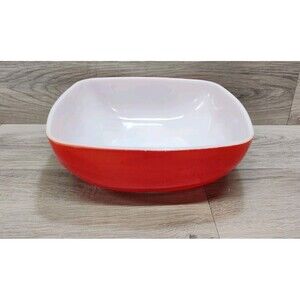 Vintage Pyrex Primary Red Hostess 525B 2.5 QT Square Casserole Baking Dish